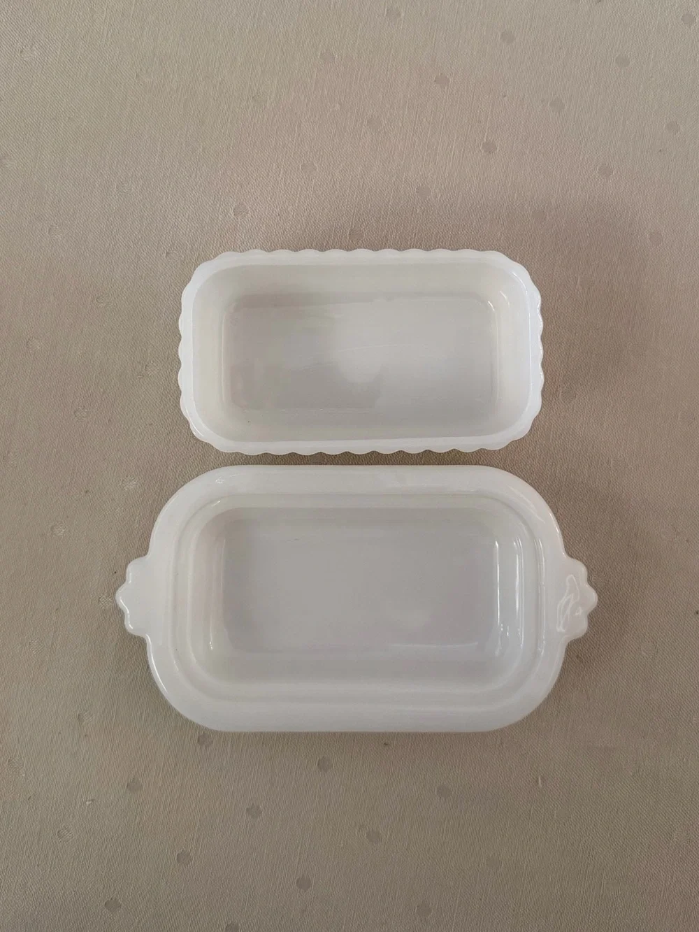 Vintage White Milk Glass Butter Dish | Embossed Cottage Farmhouse Style